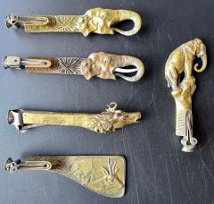 Collection of 5 Antique Metal Cigar Cutters Deer and Elephants - 2955228