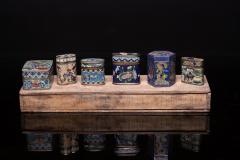 Collection of 6 Antique Chinese Opium Boxes enameled with decorative patterns - 4269998
