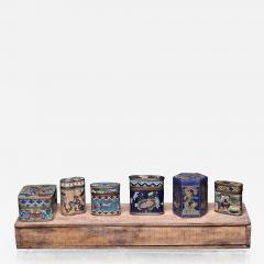 Collection of 6 Antique Chinese Opium Boxes enameled with decorative patterns - 4427720