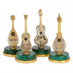 Collection of 7 Italian silver and malachite musical instruments models - 4354229