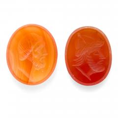 Collection of Carnelian Intaglios Depicting Classical Portraits - 4744516