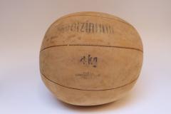 Collection of Five Vintage European Leather Medicine Balls - 3996632