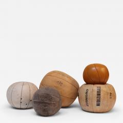 Collection of Five Vintage European Leather Medicine Balls - 4000485