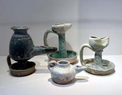 Collection of Four Middle Eastern Glazed Ceramic Oil Lamps - 4599248