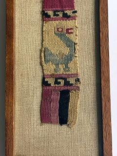 Collection of Three Framed Pre Columbian Textile Fragment Bird Motifs Chimu Peru - 2686528