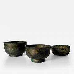 Collection of Three Korean Antique Bronze Bowls - 3323605