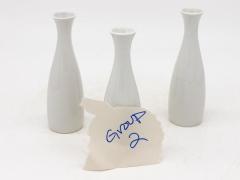 Collection of Three White Single Bud Vases French Early 21st C  - 3731331