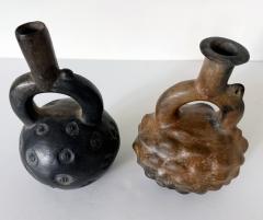 Collection of Two Pre Columbian Cupisnique Stirrup Ceramic Vessels Peru - 4289452