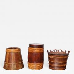 Collection of Willow Banded Treen Vessels - 625456