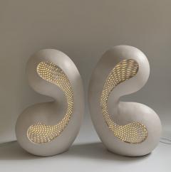 Colleen Carlson A Pair of Internally Lighted Ceramic Sculptures Titled Twins  - 3476091