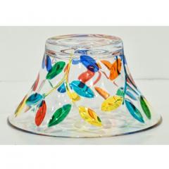 Colleoni Modern Set of 6 Crystal Murano Glass Cups Bowls with Colorful Leaves - 1435054