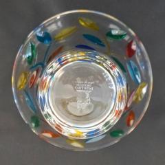 Colleoni Modern Set of 6 Crystal Murano Glass Cups Bowls with Colorful Leaves - 1435058