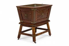 Colonial Anglo Indian Style Wood Brass Bound Wine Cooler on Stand - 4656505
