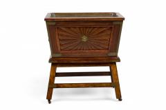 Colonial Anglo Indian Style Wood Brass Bound Wine Cooler on Stand - 4656506