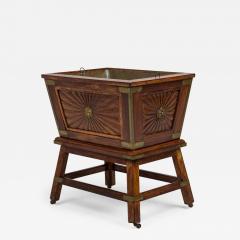 Colonial Anglo Indian Style Wood Brass Bound Wine Cooler on Stand - 4683024