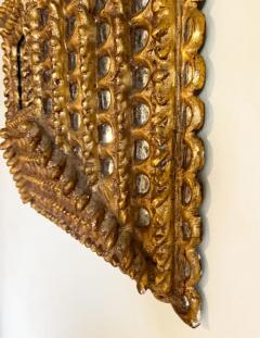 Colonial Baroque Large Square Sunburst Mirror in Hardwood Gold Leaf Peru 1925 - 3183400