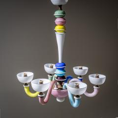 Colorful Glass Chandelier in the Style of Gio Ponti Italy Mid 20th Century - 4818889