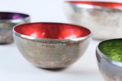 Colorful Handmade Eva Hidstr m Sterling Silver Enameled Bowl Set Finland 1970s - 4725902
