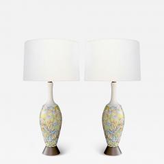 Colorful Pair of 1960s Bottle form Lamps with Polychromed and Gold Surface - 3947922