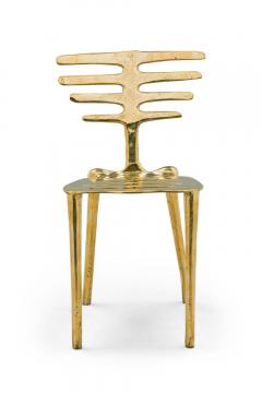 Coluna Organic Form Horizontal Slat Polished Bronze Side Chairs - 4171366