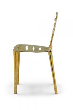 Coluna Organic Form Horizontal Slat Polished Bronze Side Chairs - 4171367