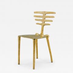 Coluna Organic Form Horizontal Slat Polished Bronze Side Chairs - 4196141