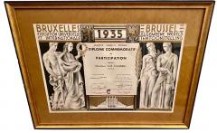 Commemorative Diploma for Belgian Artistic Art Deco Exposition - 1334056