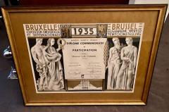 Commemorative Diploma for Belgian Artistic Art Deco Exposition - 1334076