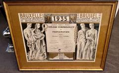 Commemorative Diploma for Belgian Artistic Art Deco Exposition - 1334080