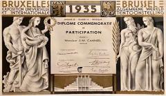 Commemorative Diploma for Belgian Artistic Art Deco Exposition - 1334904