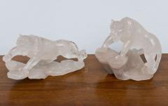 Companion Pair of French Contemporary Rock Crystal Tiger Sculptures - 4197146