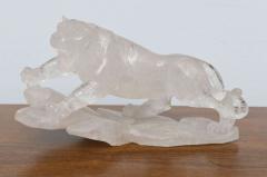 Companion Pair of French Contemporary Rock Crystal Tiger Sculptures - 4197149