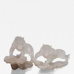 Companion Pair of French Contemporary Rock Crystal Tiger Sculptures - 4230667