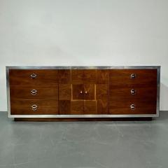 Compatible Pair of Mid Century Modern Milo Baughman Dressers Burlwood Chrome - 3041255