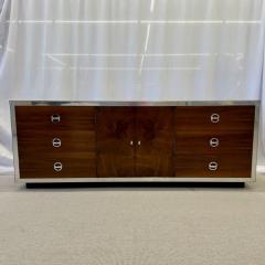 Compatible Pair of Mid Century Modern Milo Baughman Dressers Burlwood Chrome - 3041258