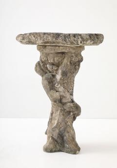 Composite Stone Faux Bois Birdbath with Squirrel Garden Ornament English 20th C - 4746446