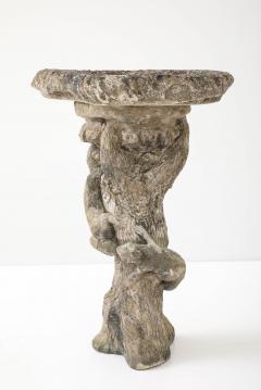 Composite Stone Faux Bois Birdbath with Squirrel Garden Ornament English 20th C - 4746448