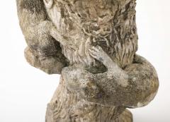Composite Stone Faux Bois Birdbath with Squirrel Garden Ornament English 20th C - 4746449