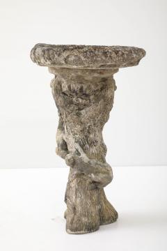 Composite Stone Faux Bois Birdbath with Squirrel Garden Ornament English 20th C - 4746450