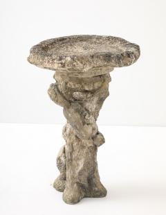 Composite Stone Faux Bois Birdbath with Squirrel Garden Ornament English 20th C - 4746454