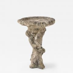 Composite Stone Faux Bois Birdbath with Squirrel Garden Ornament English 20th C - 4746494