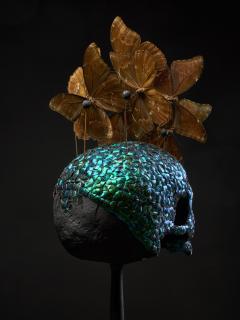 Composition of a Plaster Skull decorated with Butterflies - 1915002