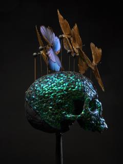 Composition of a Plaster Skull decorated with Butterflies - 1915003