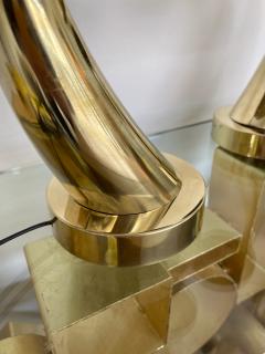 Comtemporary Pair of Brass Horn Tube Lamps Italy - 1855202