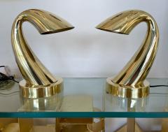 Comtemporary Pair of Brass Horn Tube Lamps Italy - 1855203