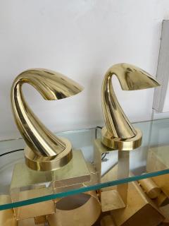 Comtemporary Pair of Brass Horn Tube Lamps Italy - 1855204