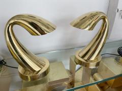 Comtemporary Pair of Brass Horn Tube Lamps Italy - 1855206