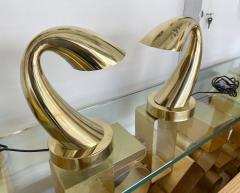 Comtemporary Pair of Brass Horn Tube Lamps Italy - 1855209