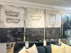 Connie Lloveras Abstract Black White Vessel Painting Over Markings Image 5 - 4451898