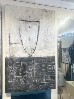 Connie Lloveras Abstract Black White Vessel Painting Over Markings Image 5 - 4451913